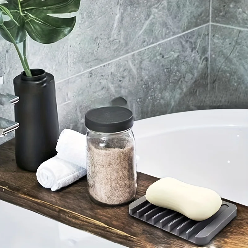 Paquete de 1 jabonera de silicona sin taladro, soporte creativo para jabón con drenaje – Estante antideslizante para encimera de cocina y baño