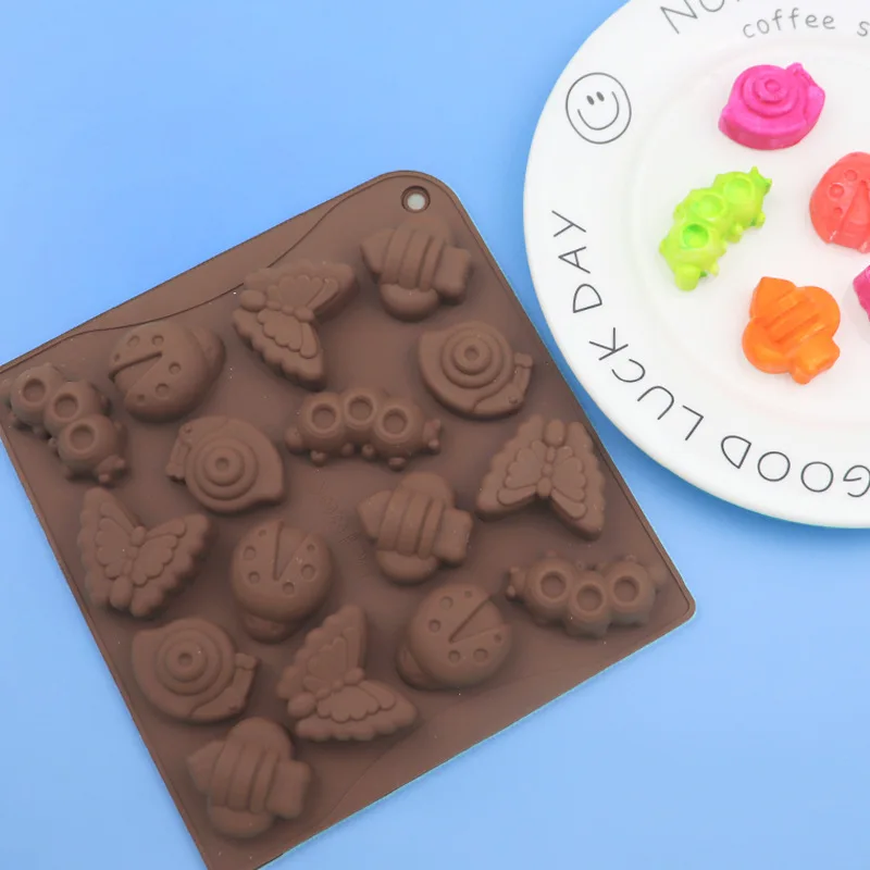 Wholesale 16 Even Insects, Silicone Chocolate Mold, Handmade Ice Cube Mould, Cookie Molds, Epoxy Decoration 1120
