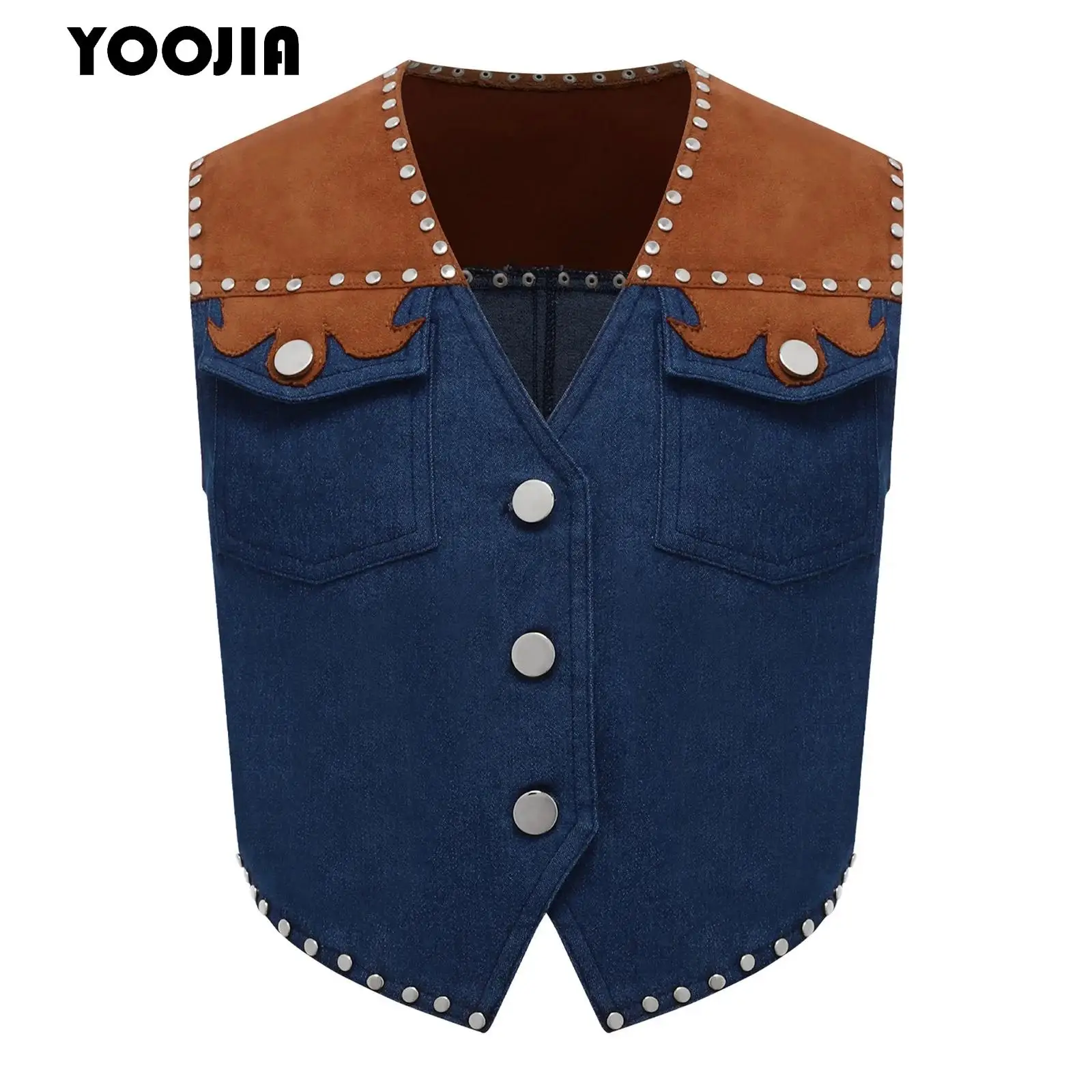 

Sleeveless Western Cowboy Costume Kids Halloween Denim Fringe Waistcoat Tops Cowboy Jacket Carnival Party Cosplay Dress Up