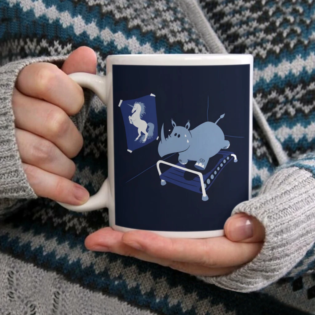 

Runnin RhinoCoffee Mug Tea Cup 11oz Coffee Cup Funny Birthday Ceramic Mug Personalized Cup