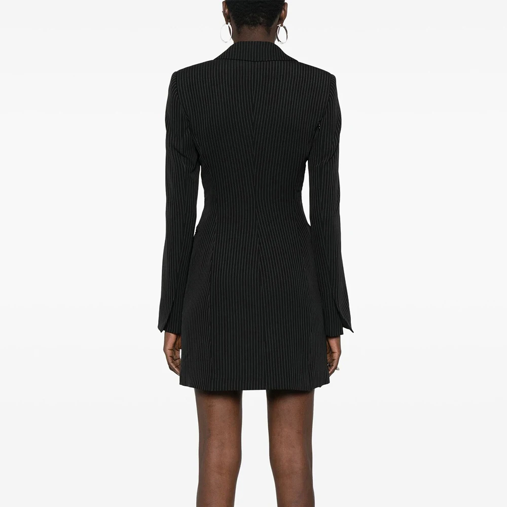 TWOTWINSTYLE Striped Temperament Blazers For Women Notched Collar Long Sleeve Tunic Patchwork Button Slimming Blazer Female New