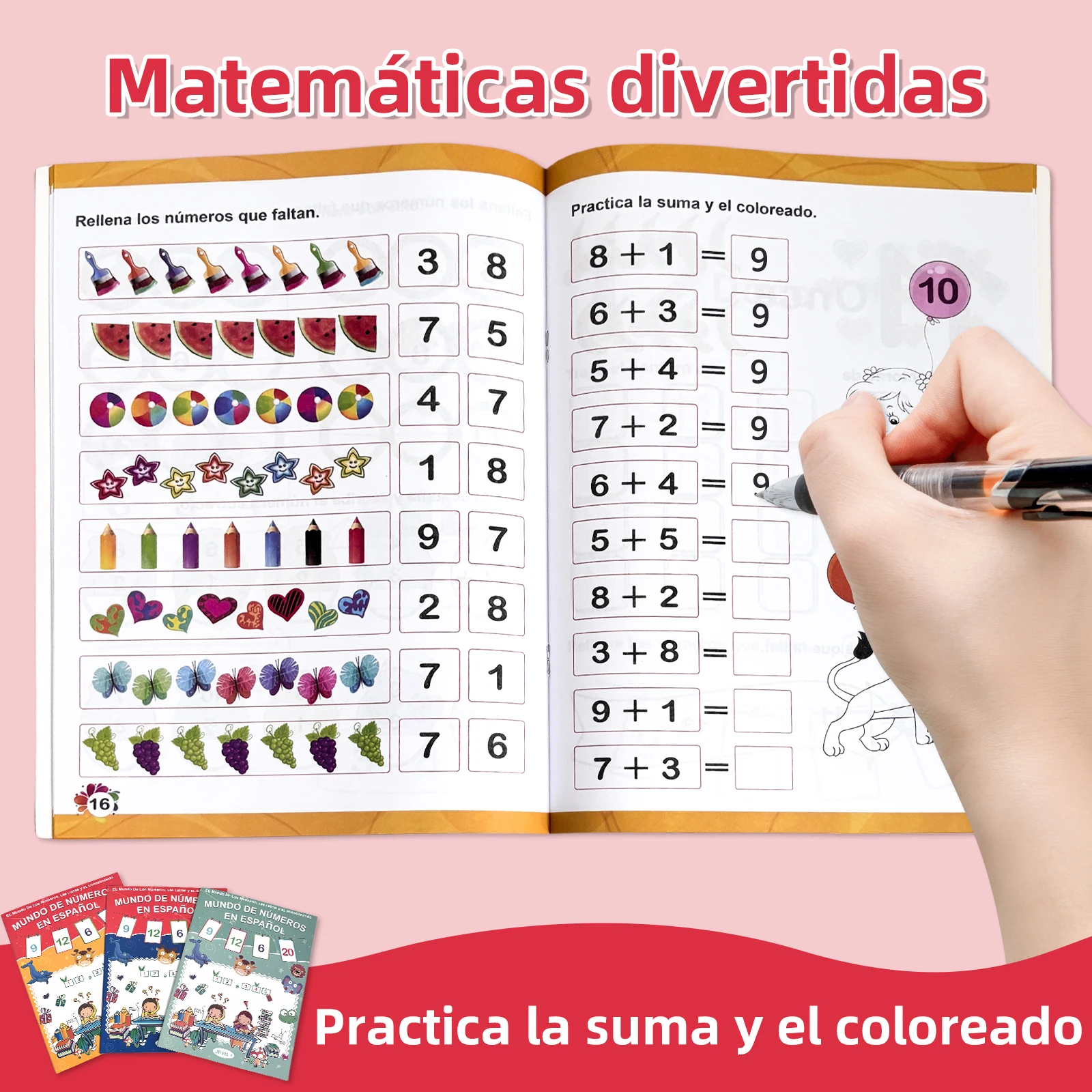 Spanish Children's Math Workbook 4-8 Years Number copying Addition Intelligence Training Learning Supplies