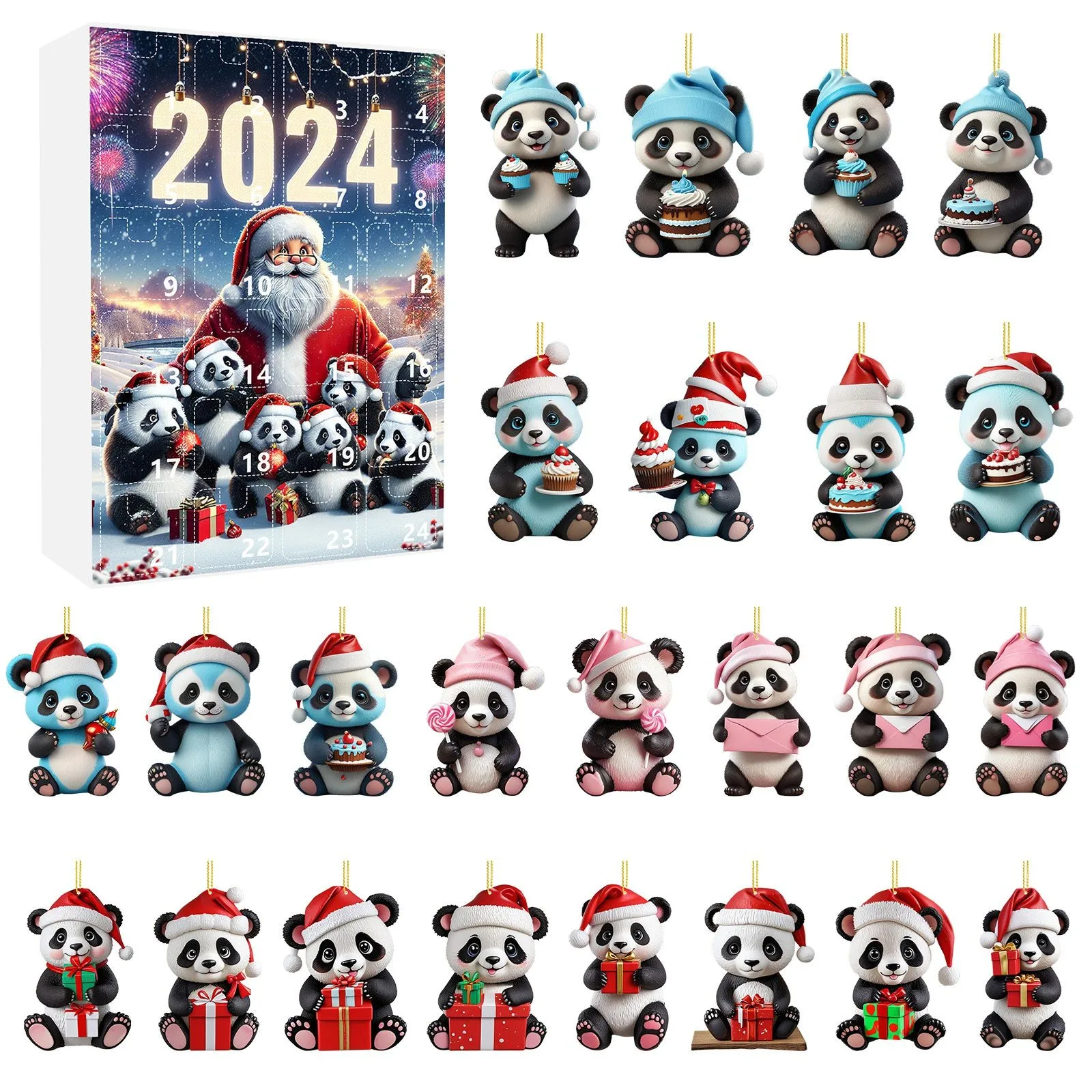 Temporizzatori di sabbia da 3 minuti 1 calendario dell'Avvento con ciondolo natalizio Set 2024 Calendario per il conto alla rovescia di Natale da 24 giorni Timer da cucina per gatti Carica