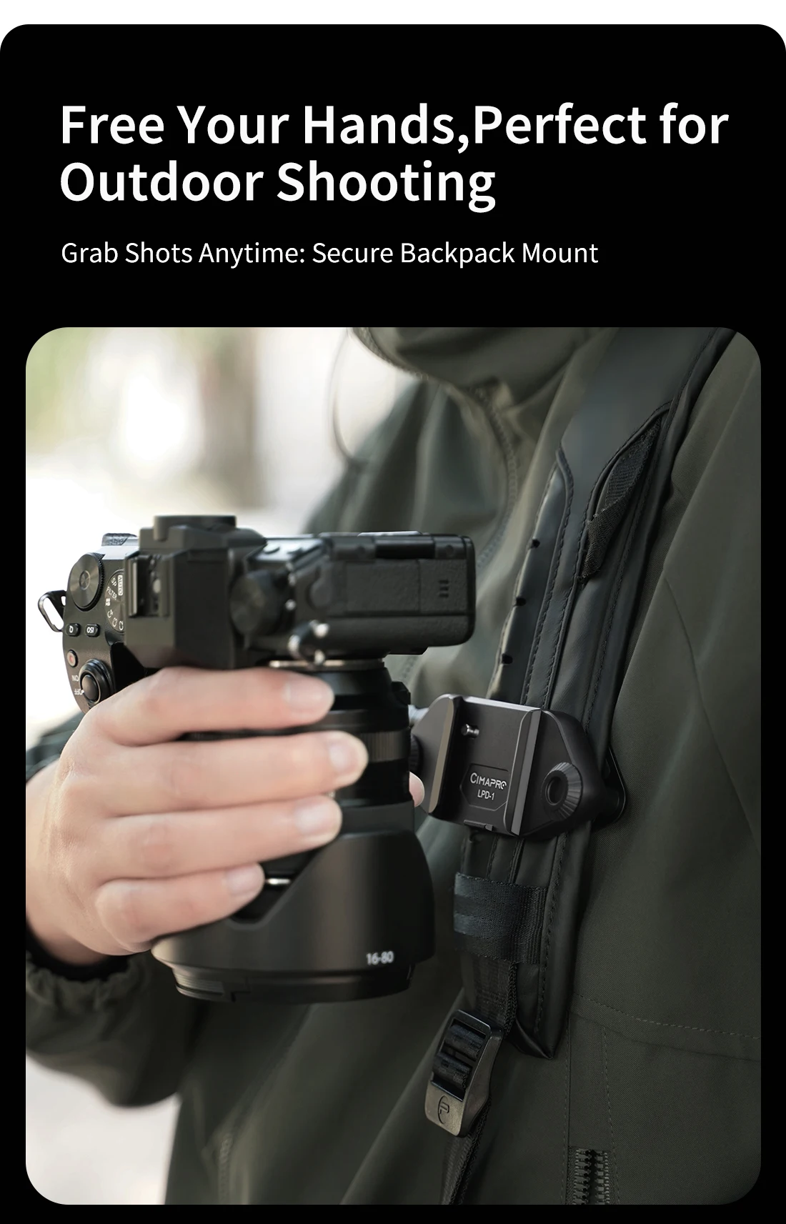 XILETU Cimapro Rucksack-Kamera-Clip, universelle Arca Swiss Schnellwechselplatte für DSLR, Sony, Nikon, Kamera, problemlos – Detail 5