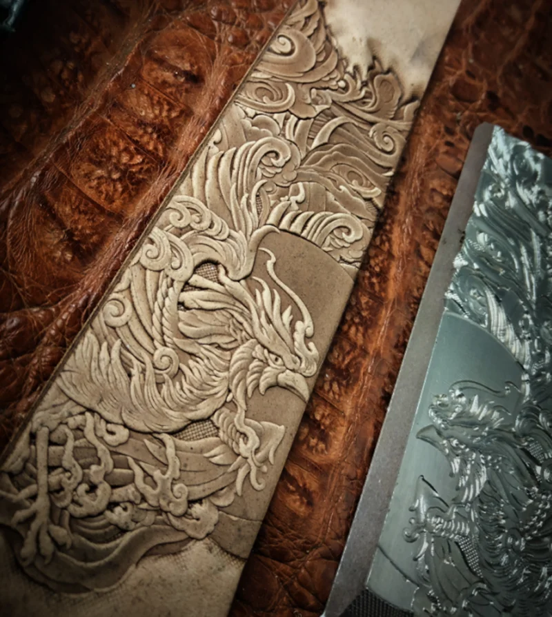 

Used to make leather belts, printed stamp molds for leather | The scarlet phoenix flies towards the sun Danfeng Chaoyang pattern