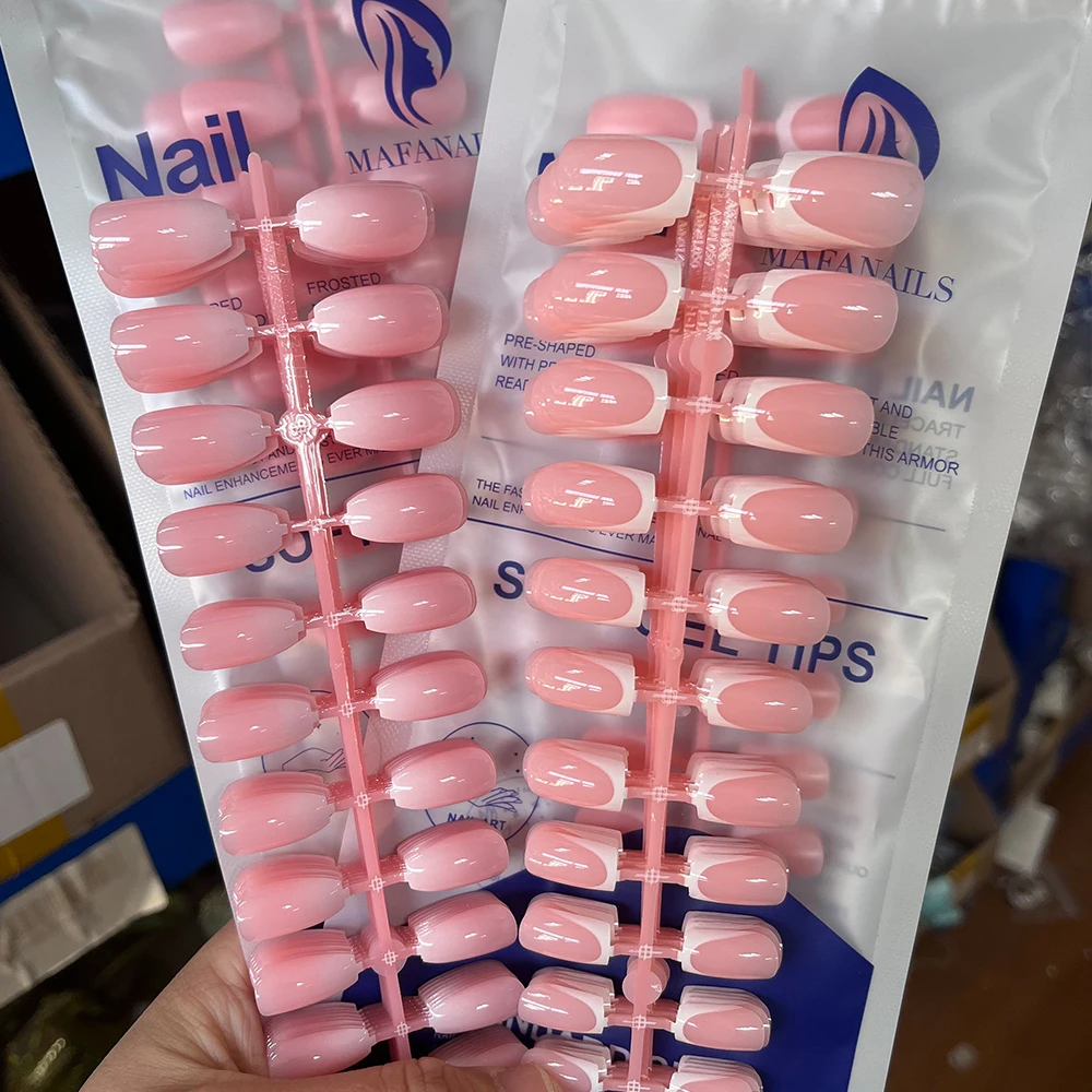 

120Pcs Short Square French False Nails Acrylic Ballet Full Cover Fake Nail Tips Manicure Extension for Women Press on Nails