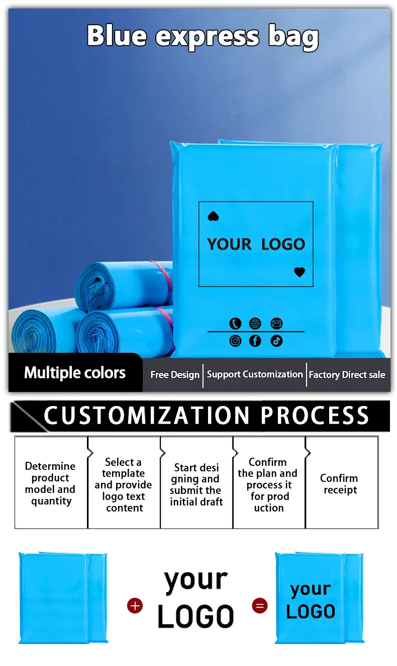 100 Stück blaue Party-Verpackungsbeutel, Logistik-Verpackungsbeutel, neue Materialien, versiegelte Beutel, Geschenkbeutel, Unterstützung für individuelles Logo – Detail 1