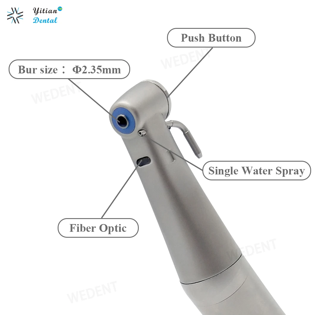 Factory Supply High Quality Surgical Instruments 20:1 Angle Fiber Optic Push Bottom Decreasing Contra Angle Handpiece