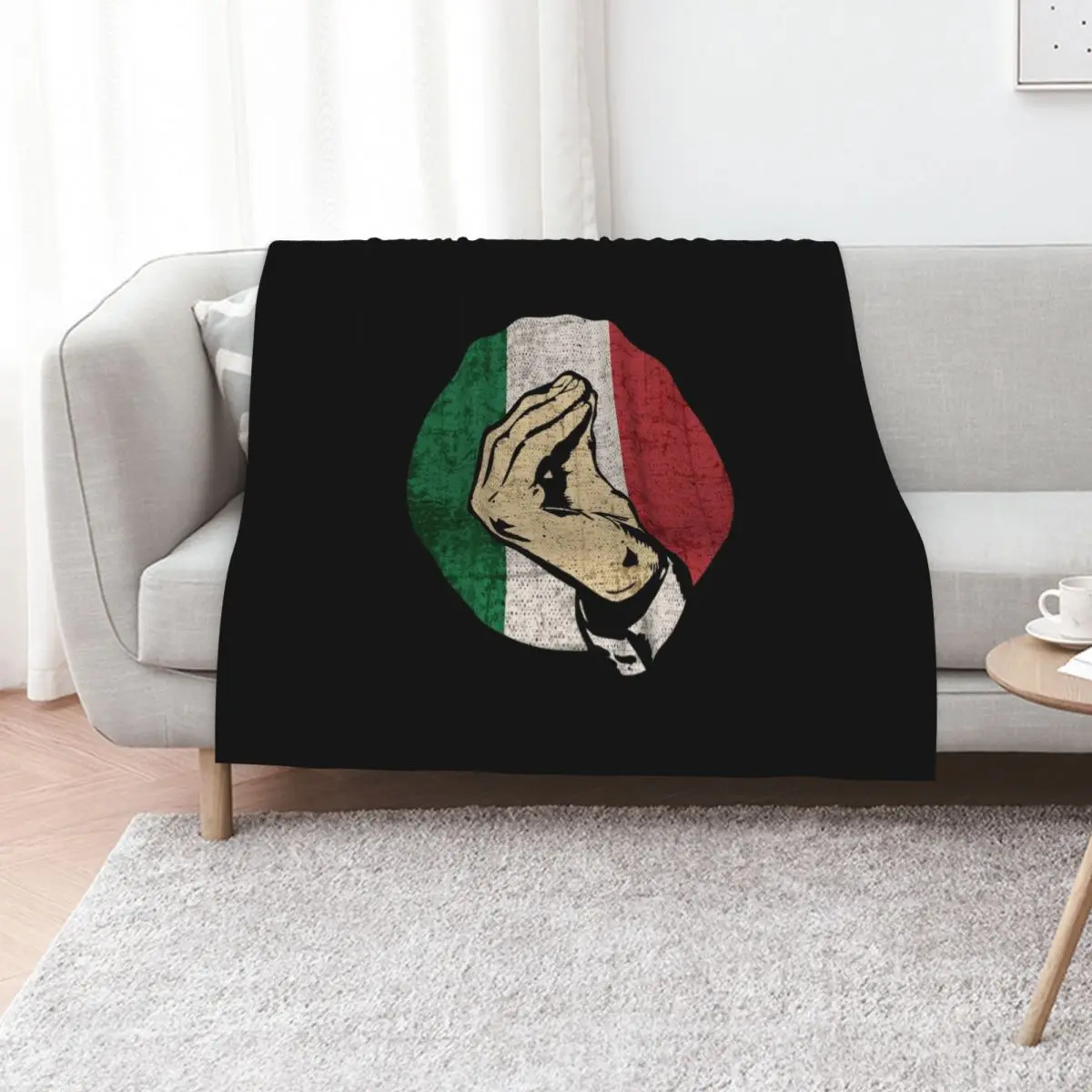 Italian Hand Gesture Sing Language Funny Italy Flag Vintage Throw Blanket Beach Plush for winter Blankets