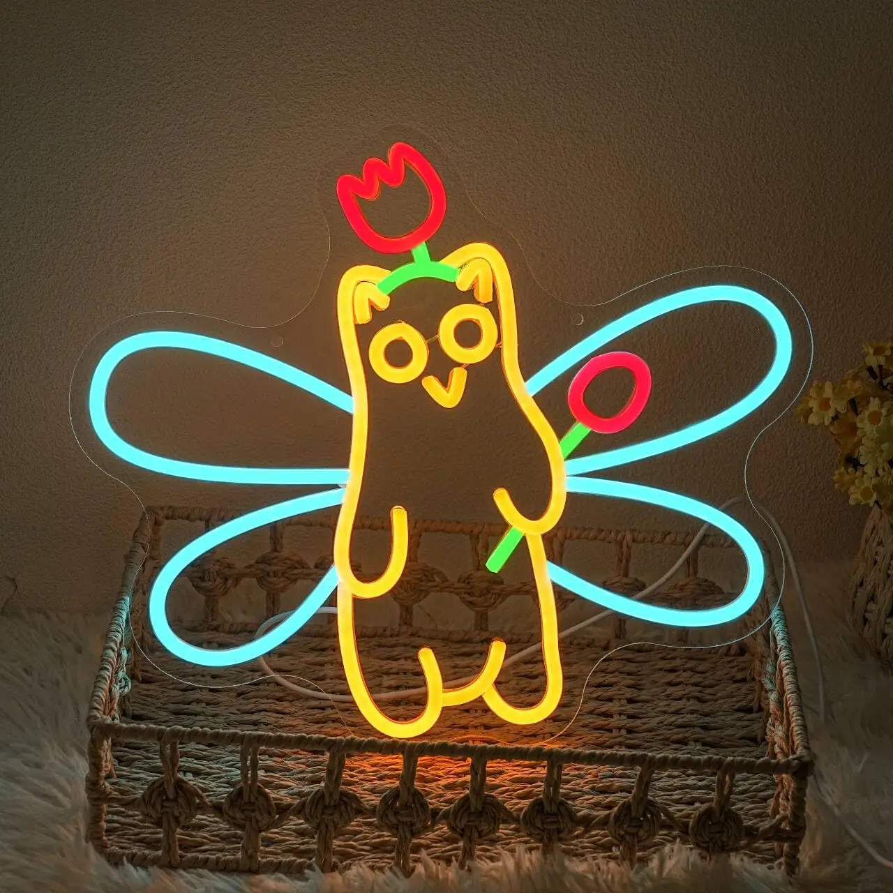 Fairy Bear Neon Sign USB Dimmable LED Neon Light Sign for Drink Bar Man Cave Bedroom Hotel Shop Garage Gameroom Party Wall Decor