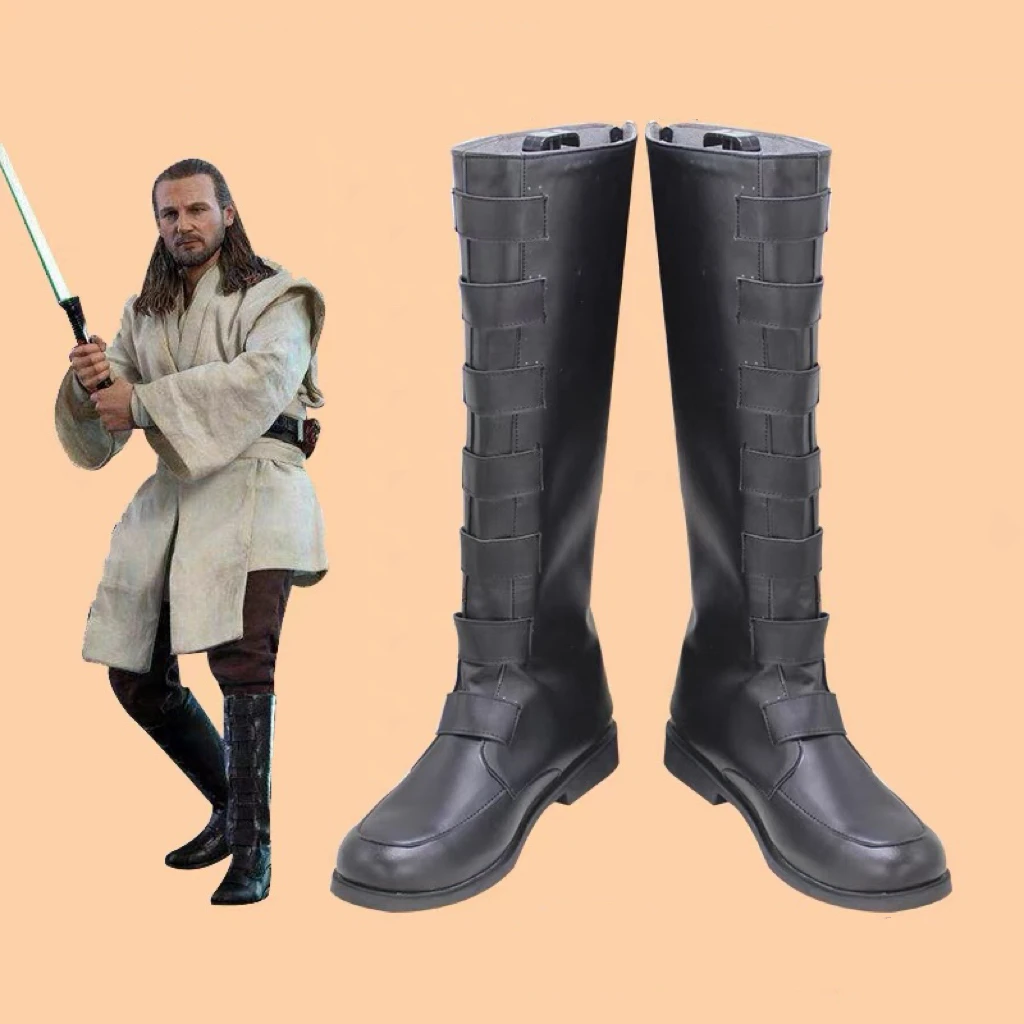 

Qui Gon jinn Cosplay Boots Shoes Men Halloween Carnival Shoes