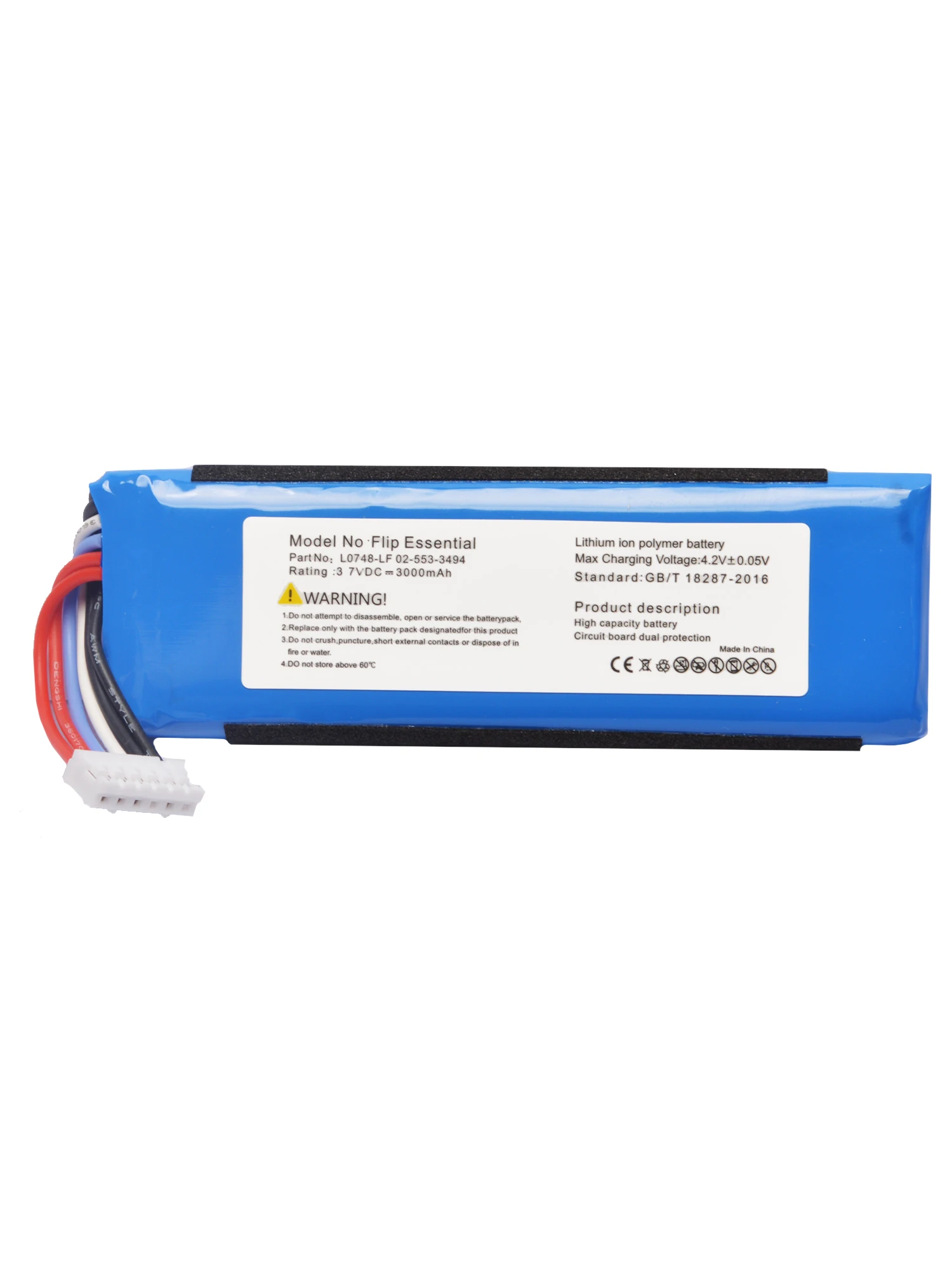 3.7V Speaker Battery For JBL Flip Essential, Flip 3 Stealth Edition, Flip 3 SE Bluetooth Speaker 02-553-3494 L0748-LF 3000mAh