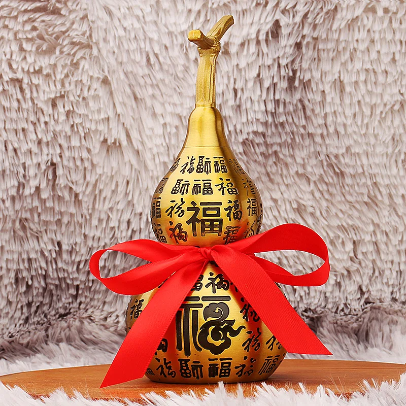 Brass Xiangyun Baifu Gourd Living Room Home Office Decorations Hot Sale at Scenic Spot Metal Crafts Copper Ornaments