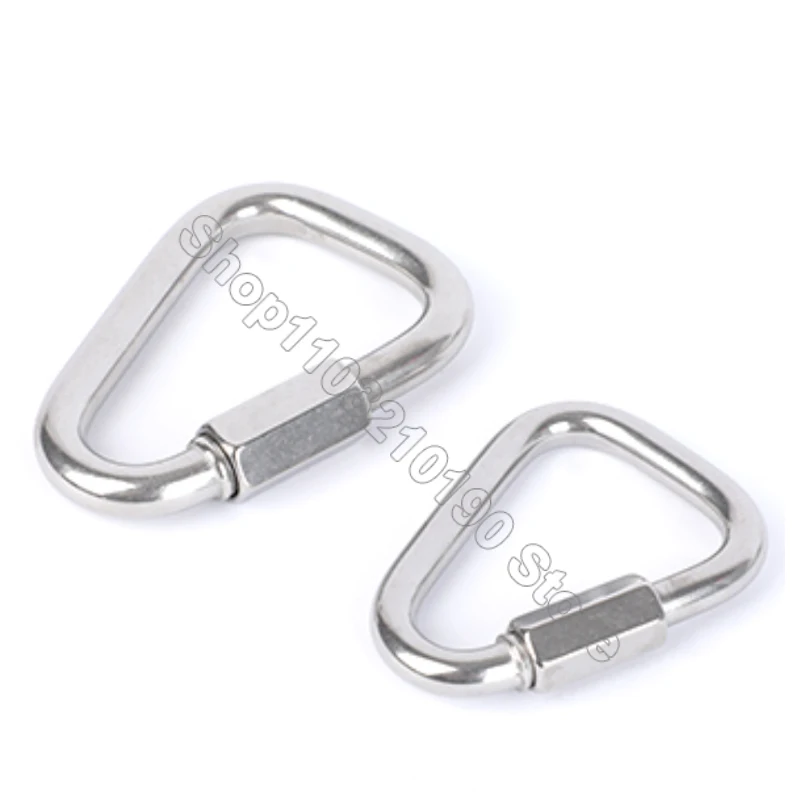 1Pc Stainless Steel Triangle Carabiner Connecting Ring Buckles Snap Hook Lock Rock Climbing Equipment Fast Security Outdoor Tool