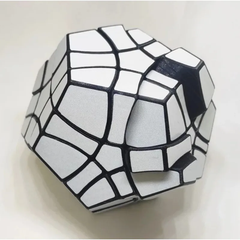 Calvin's Puzzle 3x3 Cube Megaminx Mirror Cube Black Body with White Stickers (Manqube Mod) Cast Coated Magic Cube Toys