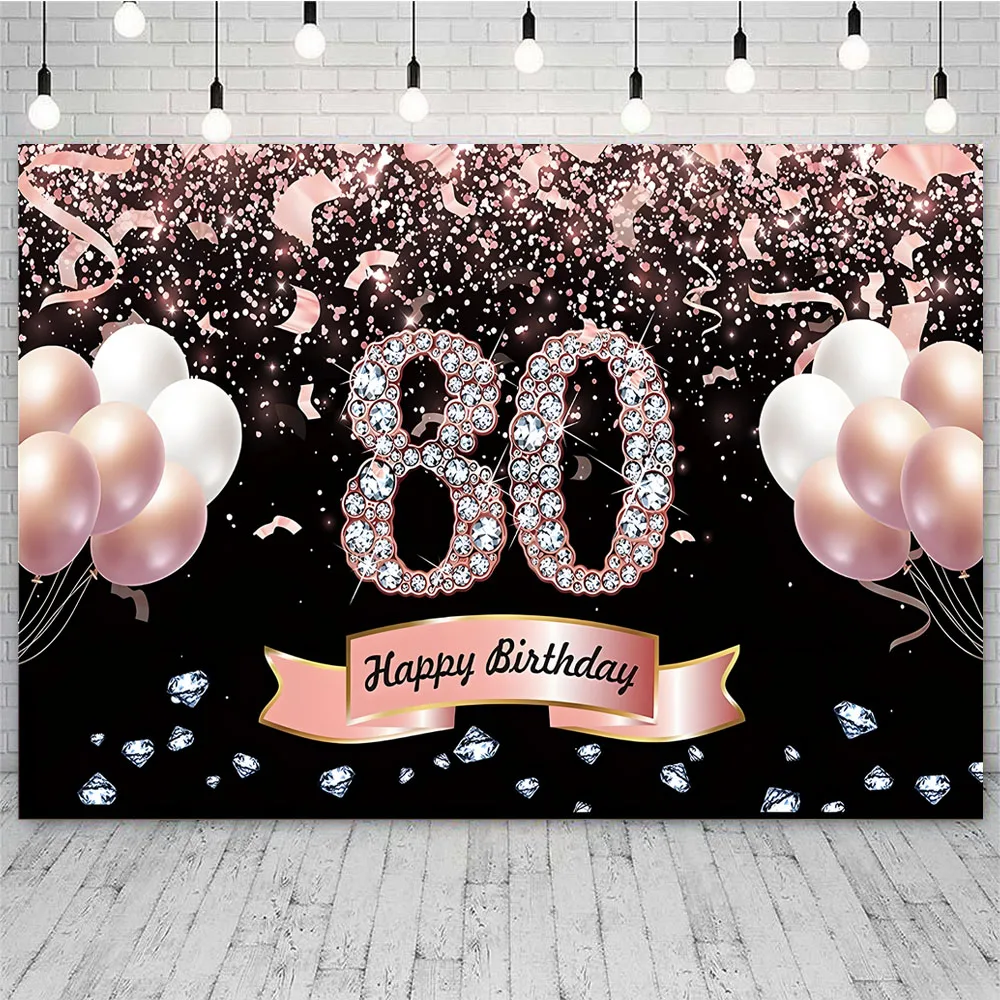 Happy 80th Birthday Background Golden Crown uomo donna 80 anni festa di compleanno foto personalizzata sfondo Photocall puntelli Banner