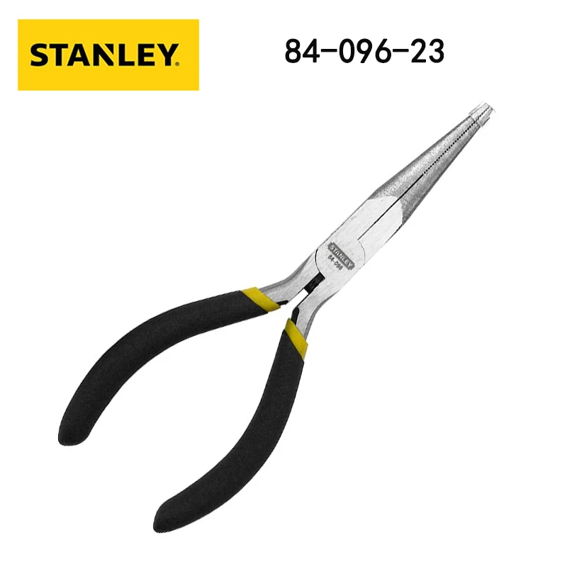 Stanley 84-096-23 Black Handle Mini Needle Nose Pliers High Carbon Steel Pointed Long Nose Electronic Pliers 5 inches