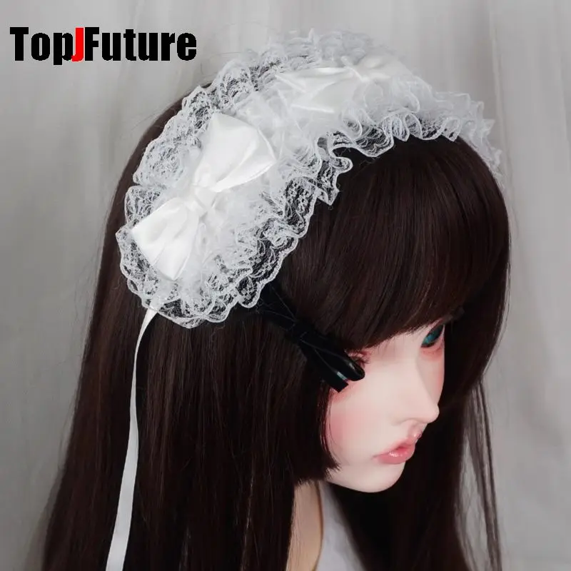 Streetwear Y2k Girl Women Gothic Lolita Cosplay Harajuku Punk Steampunk Lace Spike Cross Hairbands Hairband fold bow Eye Mask