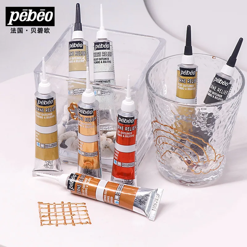 PEBEO Vitrail-pintura de tela 3D, pluma de línea de gancho de fibra textil de 20ml, pigmento de Metal de cerámica pintado a mano, impermeable, Diy,