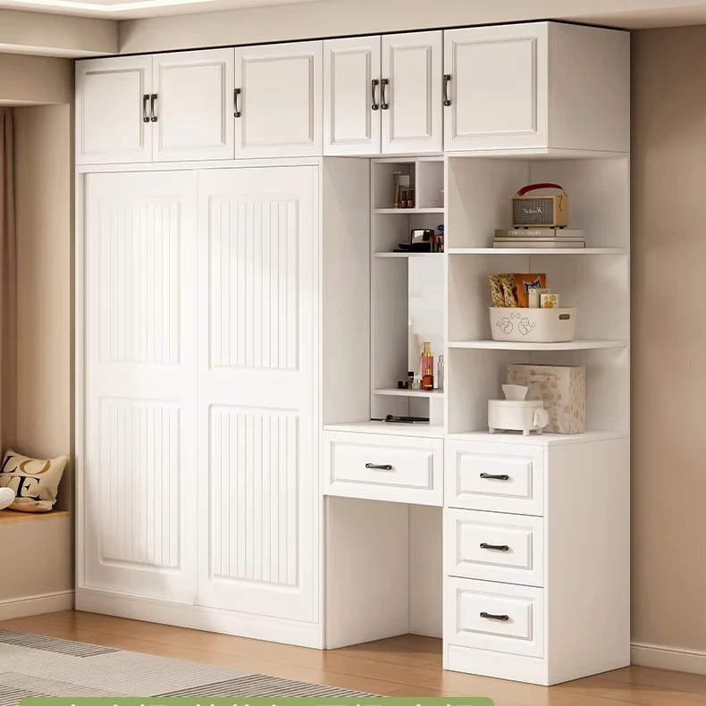 Sliding Door Wardrobe for Home Bedroom 2024 Popular All Solid Wood Custom Rental Room Children's Storage Simple Wardrobepromote