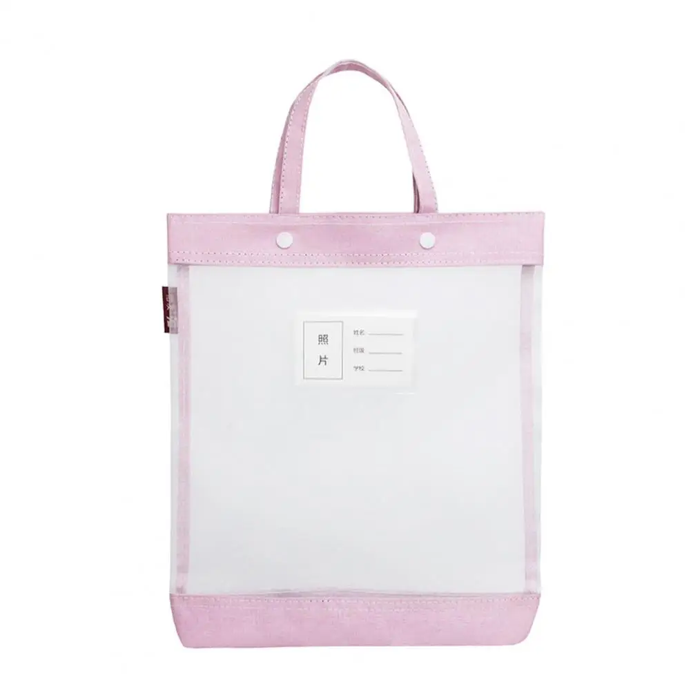 Handheld File Holder Portable Transparent Document Storage Bag with Strong Load-bearing Capacity Handle for File Organization