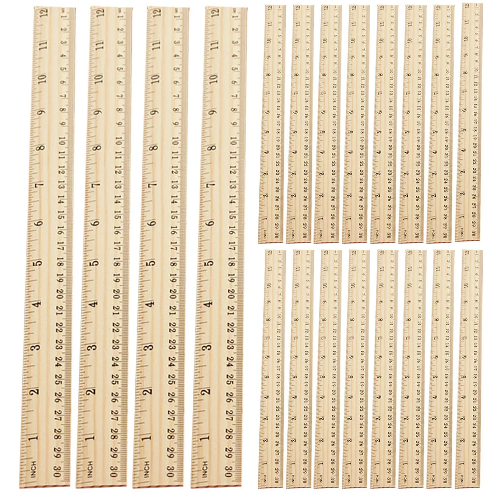 

20Pcs Wooden Rulers Multi-Function Straight Ruler for Drawing Measuring Engineering Office Classroom Supplies