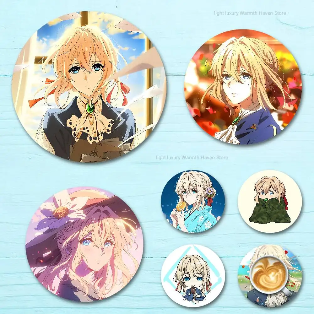 

V-Violet E-Evergardens Wooden Coasters 10cm Round Cosplay Fans Collect Friends Gifts