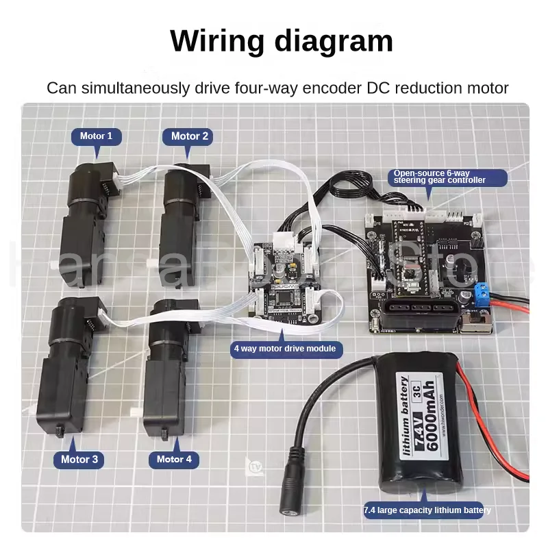 4 Weg Gecodeerde Motor Aandrijfmodule Aan Boord Spanningsstabiliserende Circuit Motor Controle Slimme Auto Gewijd Aan Diy Elektrische