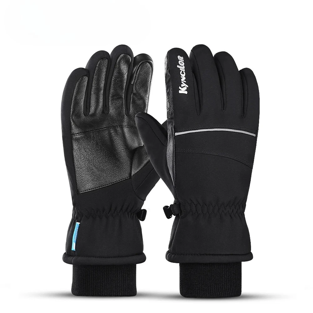 Guanti da snowboard da montagna caldi invernali Uomo Donna Guanti da sci sulla neve fredda Guanti da motoslitta impermeabili Nero ML XL