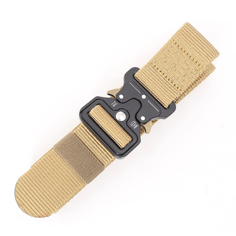 Cinturón táctico de liberación rápida para hombres y mujeres, correa de Metal militar para exteriores, accesorios deportivos de nailon Real suave, cinturón negro, 3,8x125cm