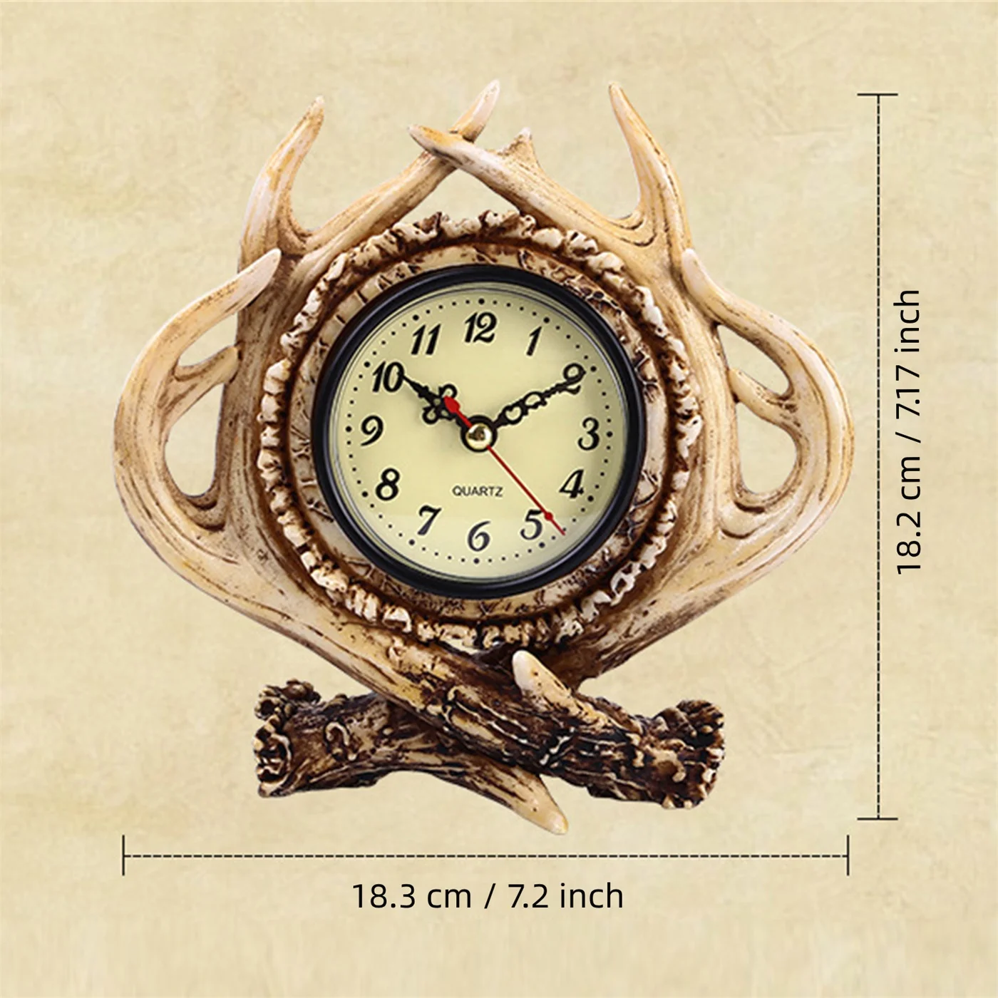 Lnofxas Retro Antler Alarm Clock Pointer Display Creative Unique Resin Process Table Clock Desktop Living Room Bedroom Bar Cafe