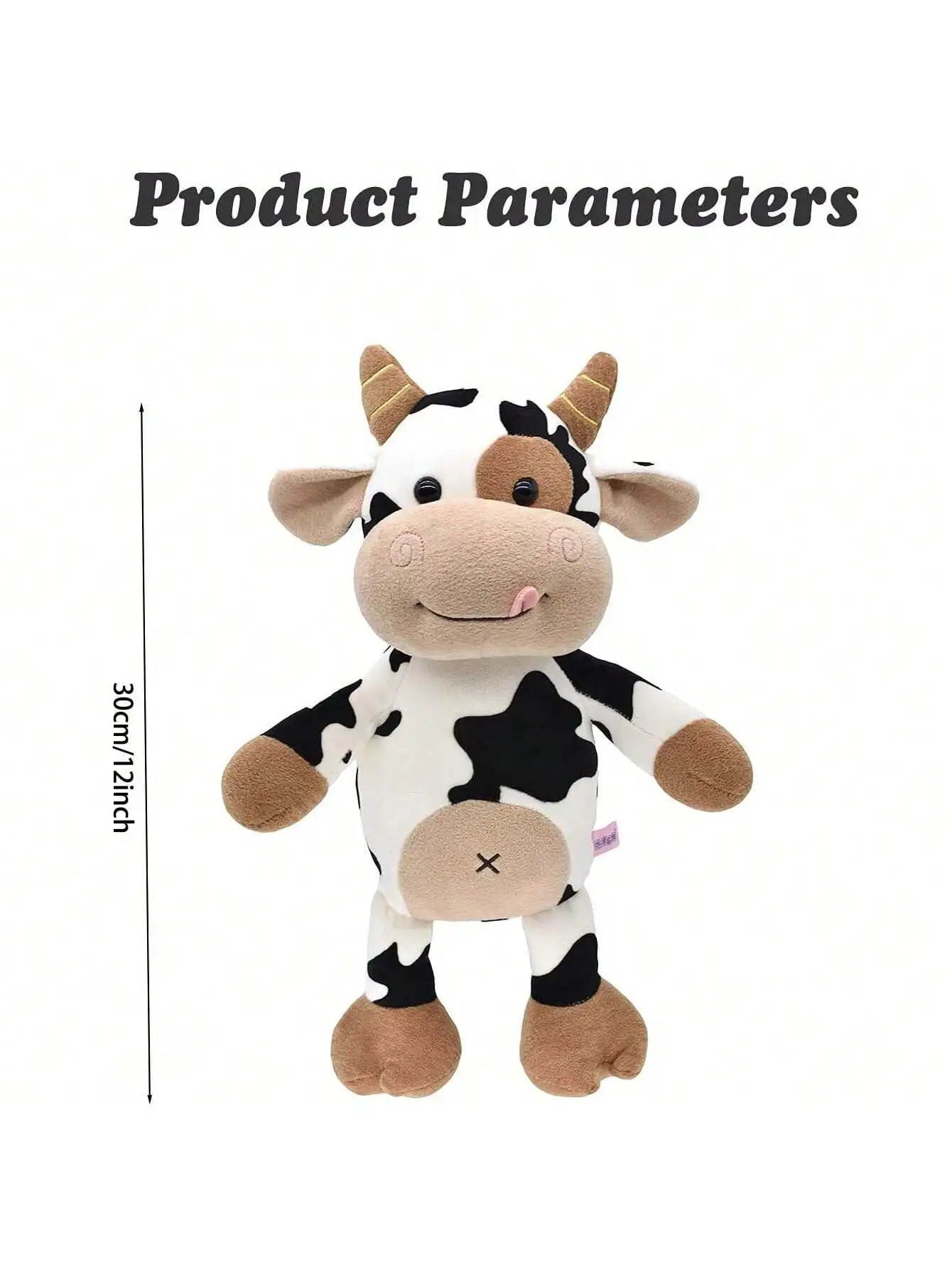 1PC 12'' Soft Plush Cow Stuffed Animal - Cute Kawaii Animal Doll Gift for Birthday, Christmas, Valentine’s Day image 5