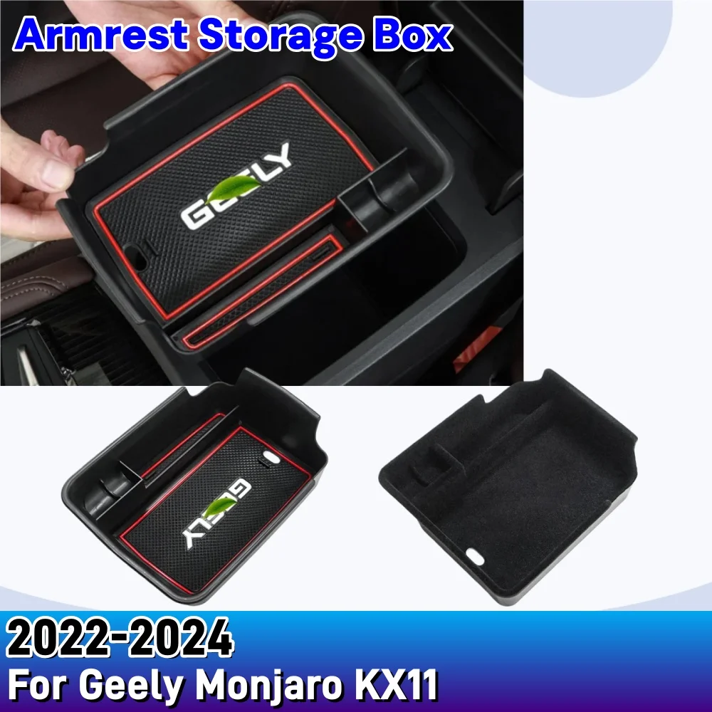 

For Geely Monjaro KX11 2022-2024 Car Styling Grand Koleos Car Center Console Organizer Storage Interior Armrest Storage Box