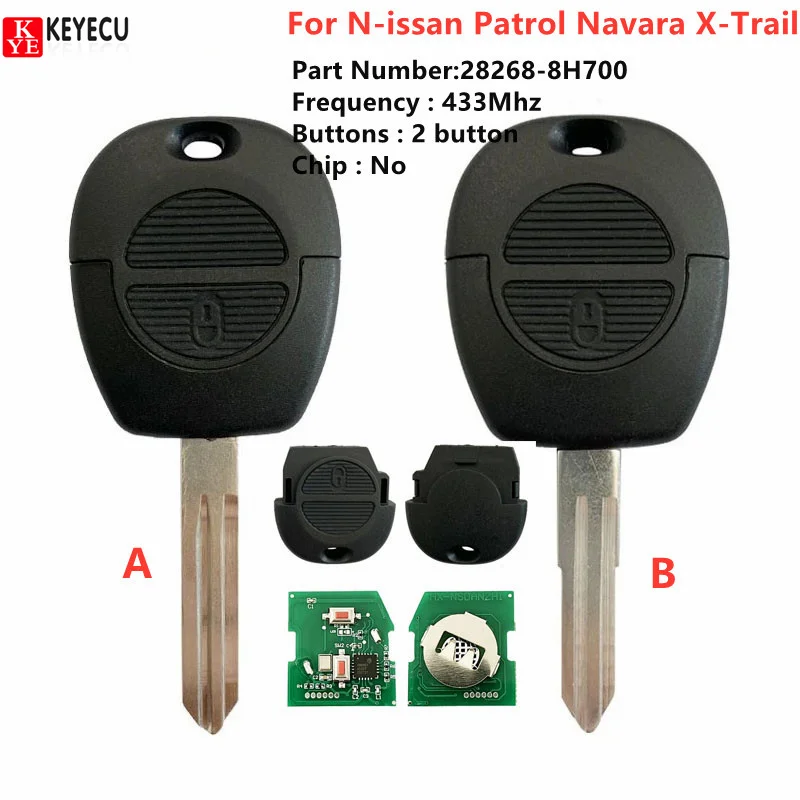 KEYECU Für N-issan Patrol Navara X-Trail Fernbedienung Autoschlüssel 433MHz Teilenummer 28268-8H700 Ohne Chip