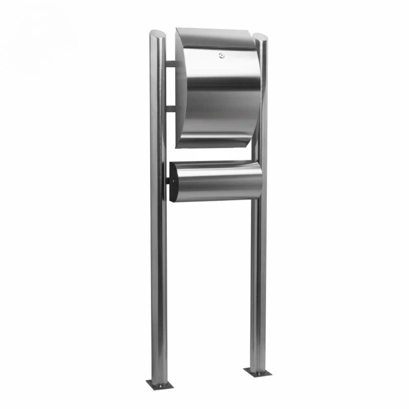 Freestanding personal stainless steel mailbox rod wall-mounted mailbox with lock for mail and newspaper garden types