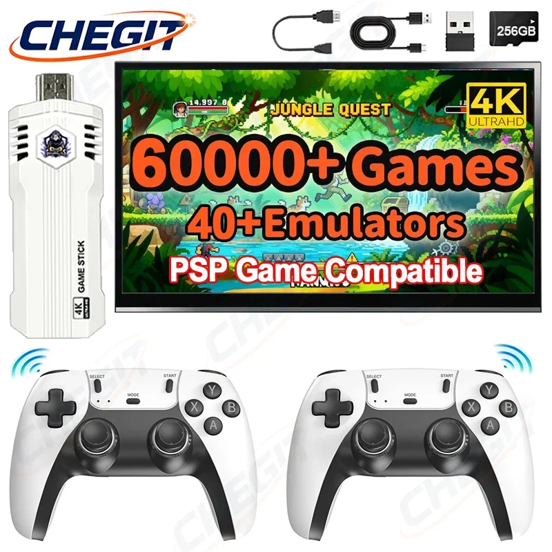 New X2 PRO 3/60000 Game Pro 4K Game Player 3D HD Retro Video PSP Game Console Wireless Controller TV 50 Emulator For Kids Gifts