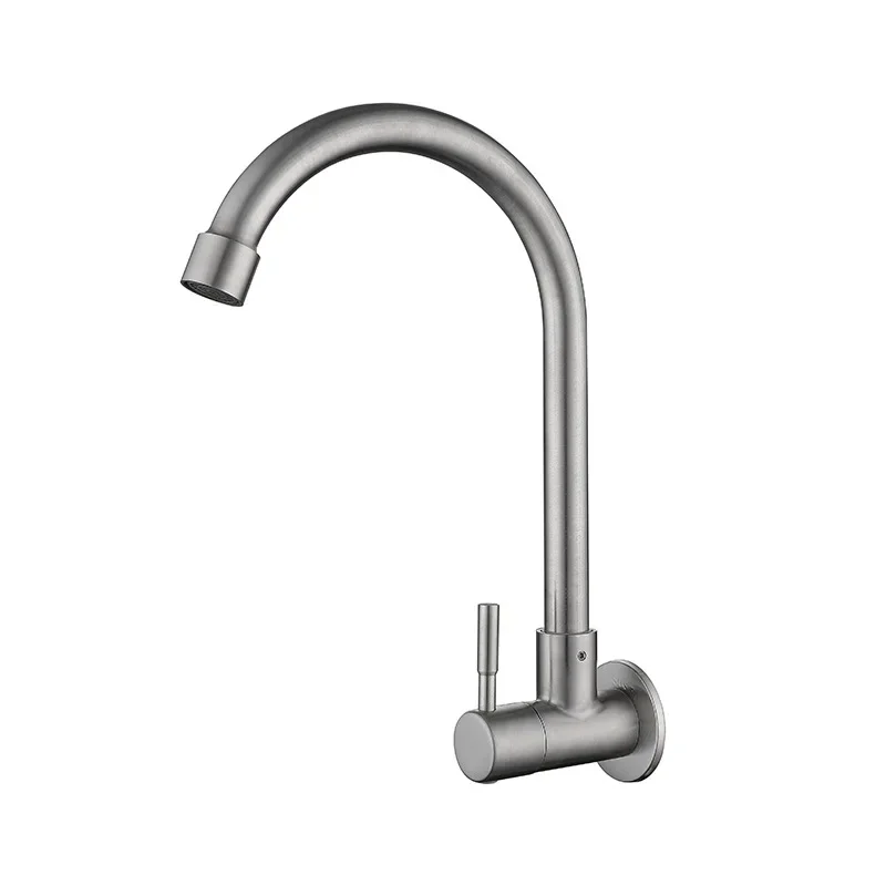 1pc 304 stainless steel horizontal sink faucet, 4-point single-cooling kitchen sink faucet, rotatable