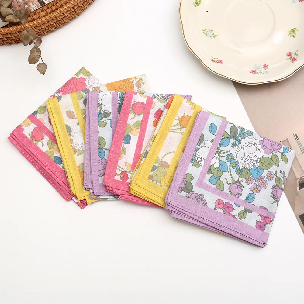 3/12 pezzi fazzoletto da donna in puro cotone sottile morbido assorbente asciugamano per il sudore asciugamano quadrato uscire sudore portatile 43 cm