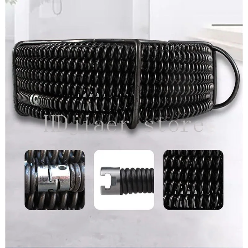 15M Length Household Drain Pipe Dredger Extension Spring Set Sewer Dredger Compression Spring With Connector For 10-100MM Pipe F