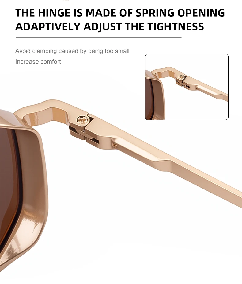 Steampunk Klassische Rechteckige Sonnenbrille für Herren 2026 Luxusmarke Punk Polygon Metallrahmen Sonnenbrillen für Männer Fahrbrillen Schutzbrille – Detail 10