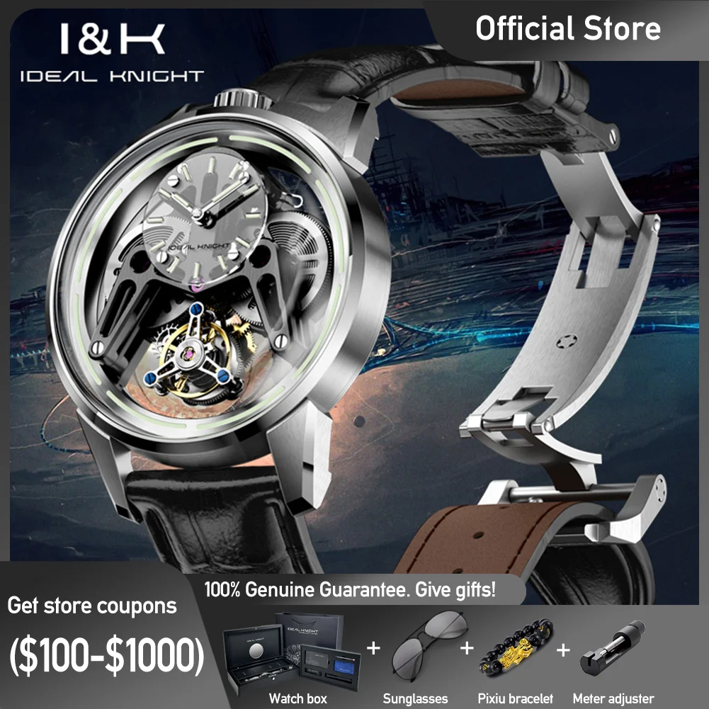 IDEAL KNIGHT 6806 Mens Watch Luxury Advanced Tourbillon Automatic Mechanical Wristwatch 50M Waterproof Luminous Mature Man Watch