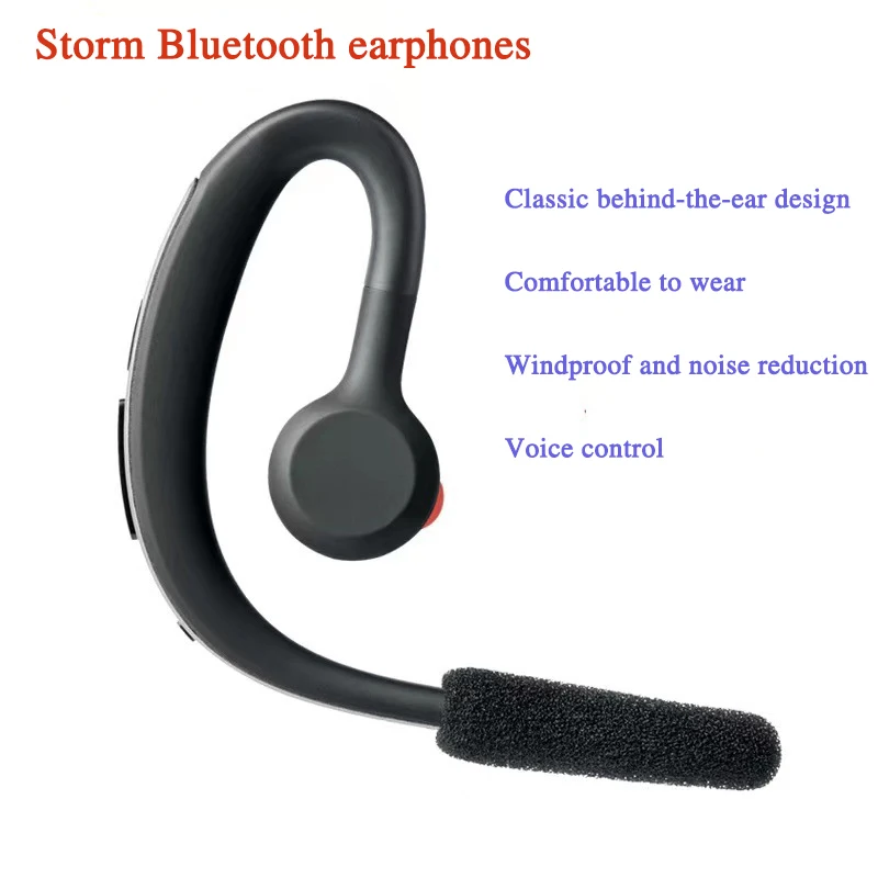 Storm Bluetooth Earphones Windproof Noise Reduction Business Office Sport Ear-hanging Car Intelligent Voice Navigation Headset