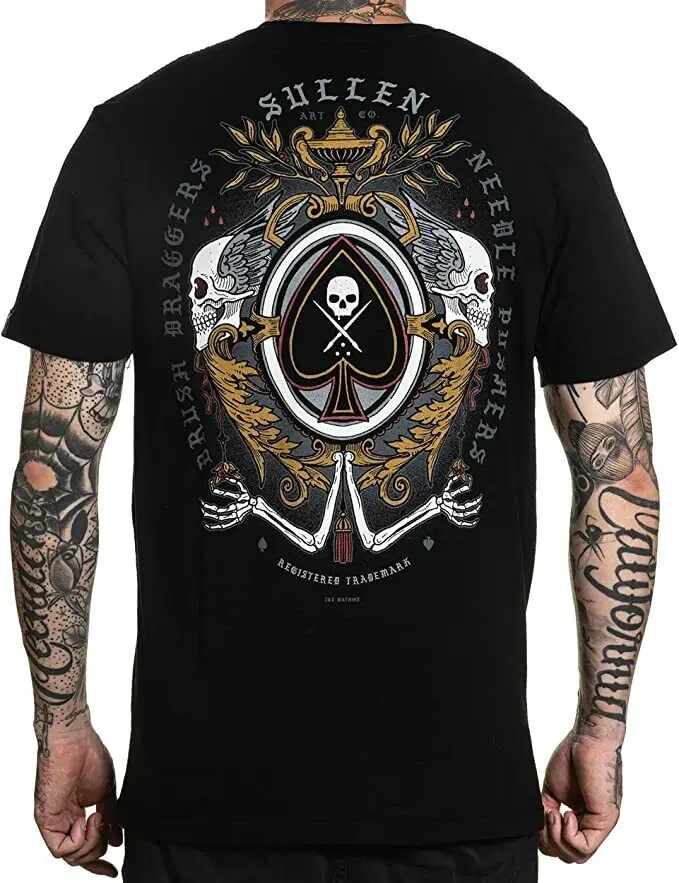 Sullen Watkins Crest Skull Spade Brush Scroll Art Tattoo Inked Shirt SCM3647