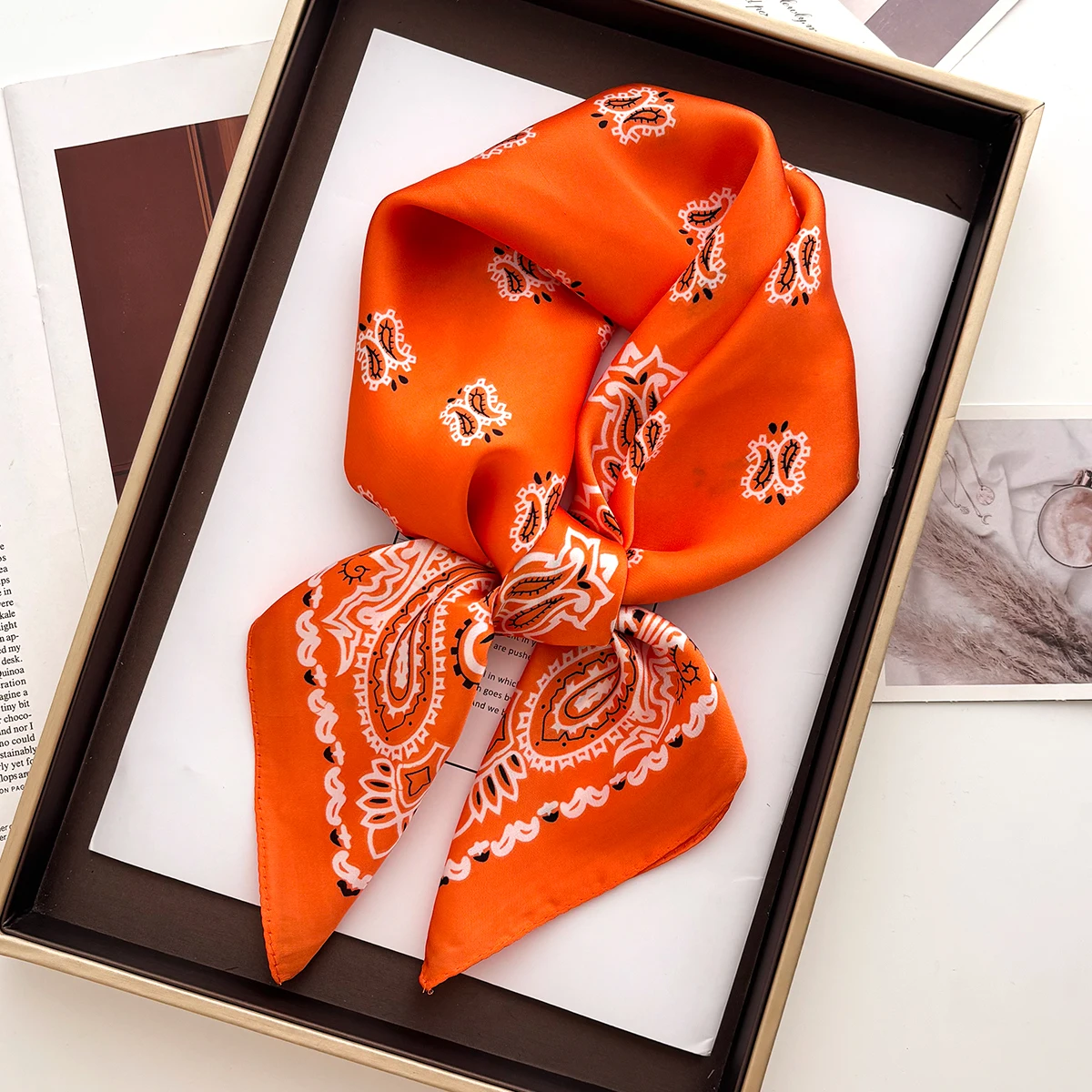 New 70cm Square Paisley Print Square Silk Scarf Casual Elegant Thin Breathable Neck Women Windproof Head Wrap Hair Scarves