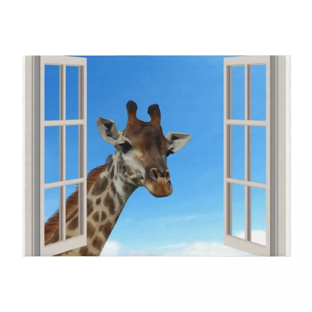

GIRAFFE in WINDOW Throw Blanket warm winter Beach Flannel Winter beds Blankets