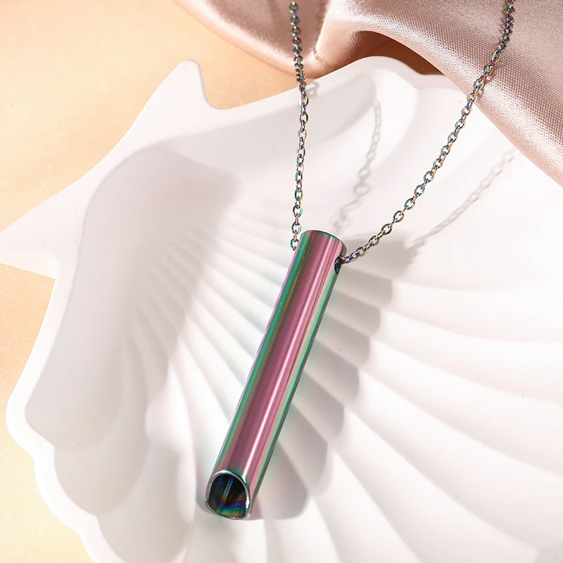 Stainless Steel Men Women Personalized Column Pendant Necklace Reduce Stress Meditation Hip Hop Relieve Anxiety Stress Couple