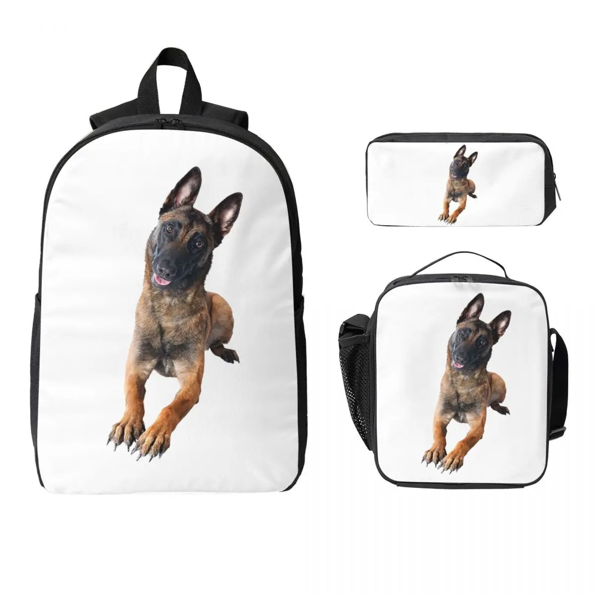 

Belgian Shepherd Dog Malinois Backpack Student BookBag School Bag Computer Shoulder Bags 3ps Insulated Lunch Bag Pencil Case