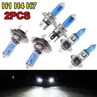2Pcs Car Auto Lamps Halogen Lamp Super Bright Halogen Car Headlight Super LED Bulbs White 12V H1 H4 H7 Headlamps Kit 100W 6000K