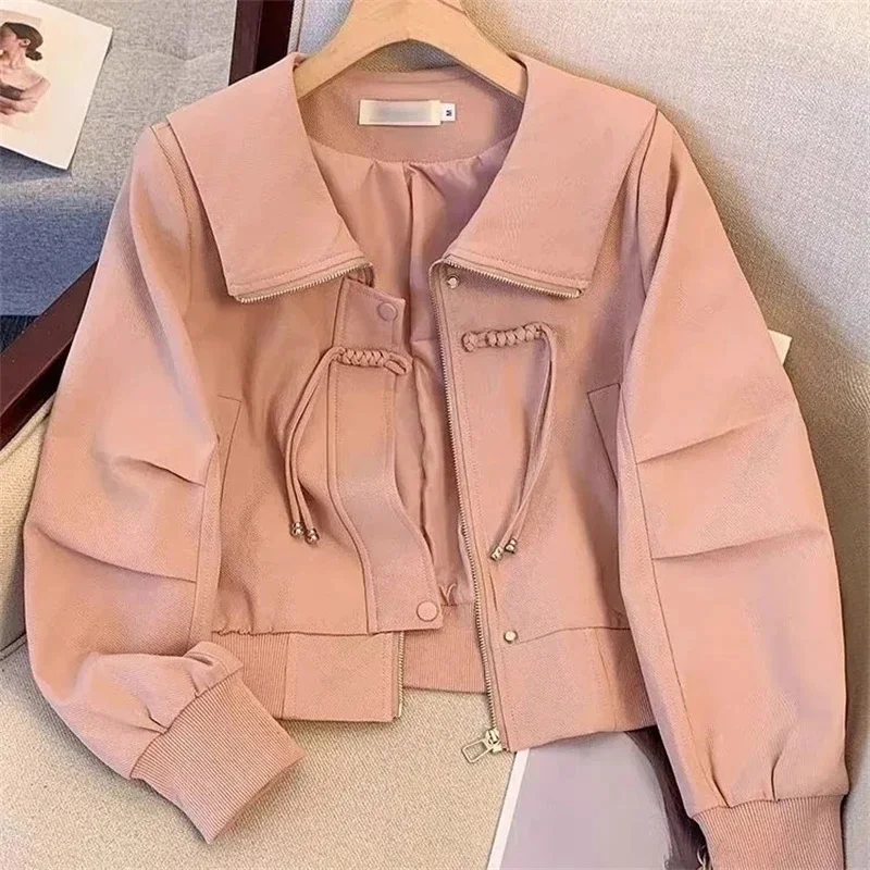 2024 Women\'s Short Jacket Spring Autumn Sense Of Design Doll Collar Fashion Ladies Outerwear Korean Version Female Trench Coat