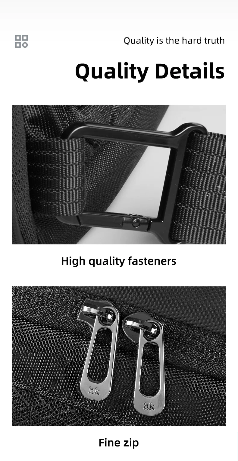 Heroic Knight Modische Umhängetasche für Herren, multifunktionale Fahrrad-Umhängetasche, wasserdicht, USB-Reise-Umhängetasche, lässige Brusttasche – Detail 14